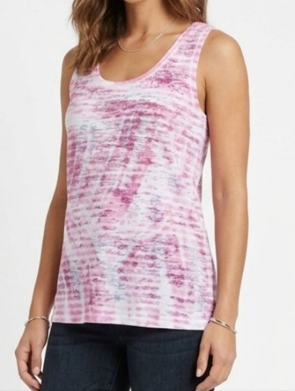 Calvin Klein Performance Tank Womens Quick Dry White Pink Burnout Racerback Sz S